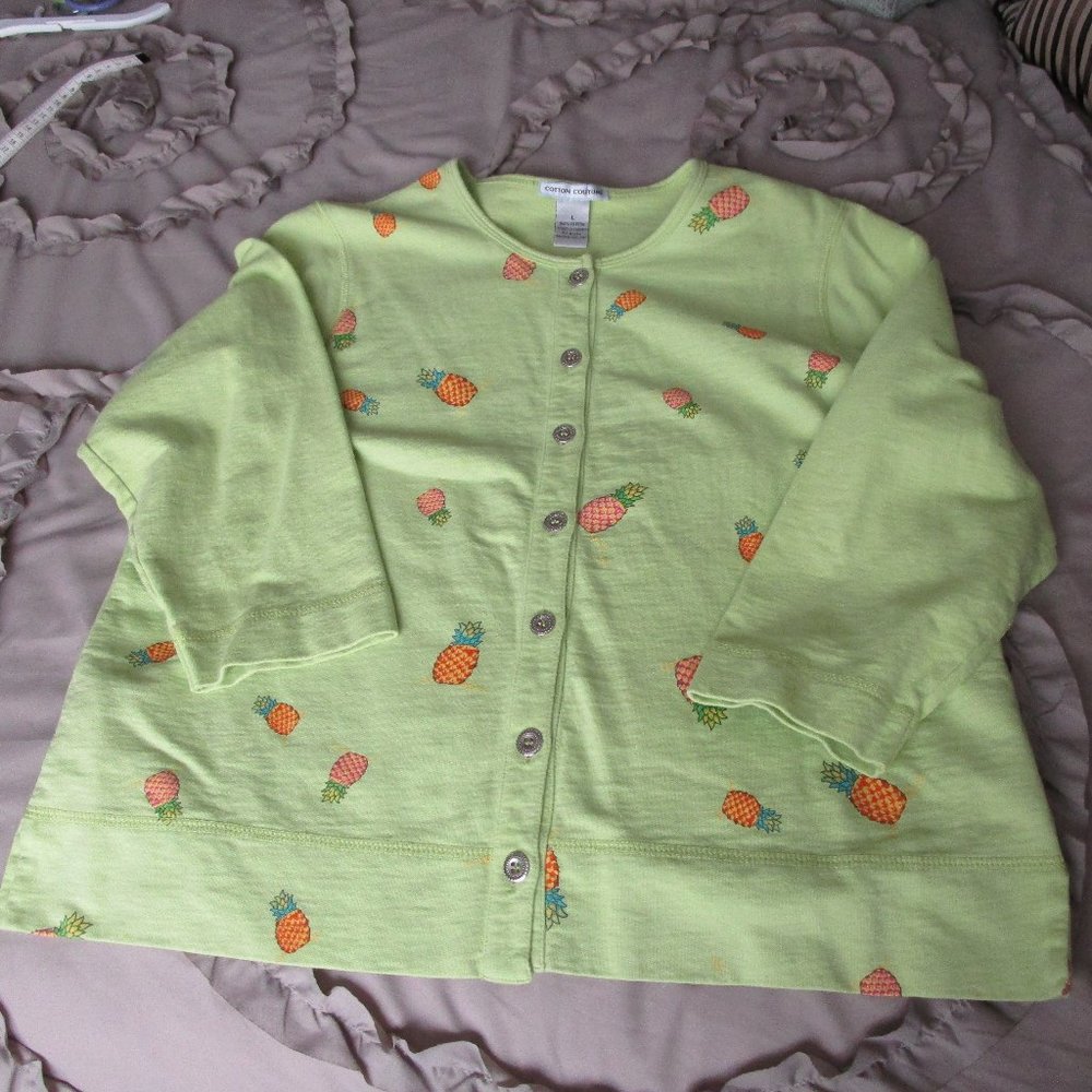 100% cotton 3/4 length sleeve jersey jacket